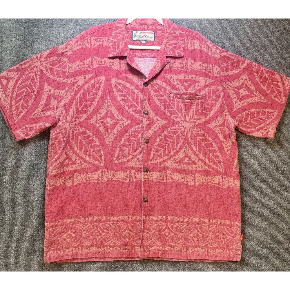 Hawaiian‎ Shirt Made in Hawaii USA Kamaaina Style Red Flowers Mens XL